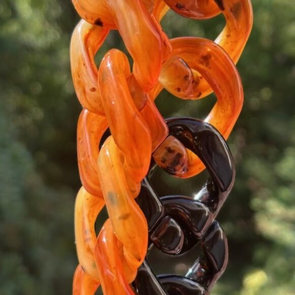 ANGELA CAPUTI Italy Amber & Black Resin Large Chunky Choker NECKLACE - Picture 4 of 8